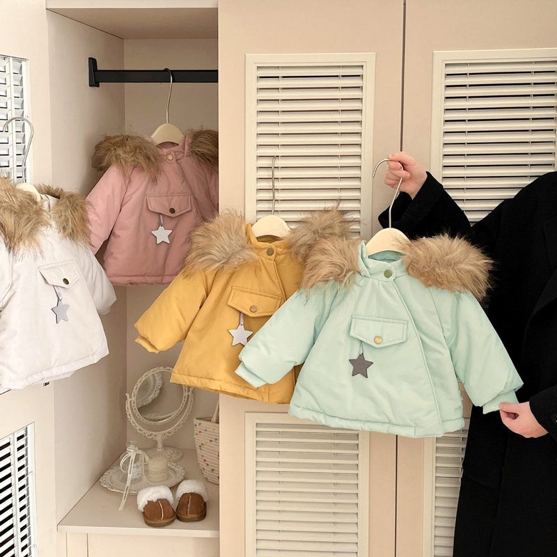 女童秋冬季棉服新款韩系宝宝夹棉加厚外套婴儿洋气糖果色穿搭棉袄
