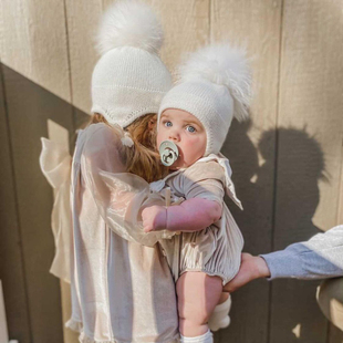 儿童女针织帽 秋冬男宝宝洋气百搭新款 Noah Ellie婴儿帽子围巾套装