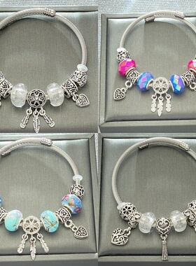 潘家手镯潘多捕梦网拉手链欧美跨境直播手饰可拆卸DIY手串工厂