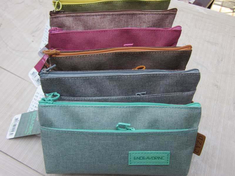 晨宇简约帆布笔袋纯色复古男女学生铅笔盒文具袋朴素收纳多层笔袋