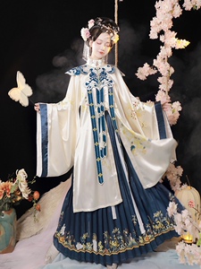 花涧月【日月灼华】明制立领对襟云肩比甲褶裙汉服国风全套春夏款