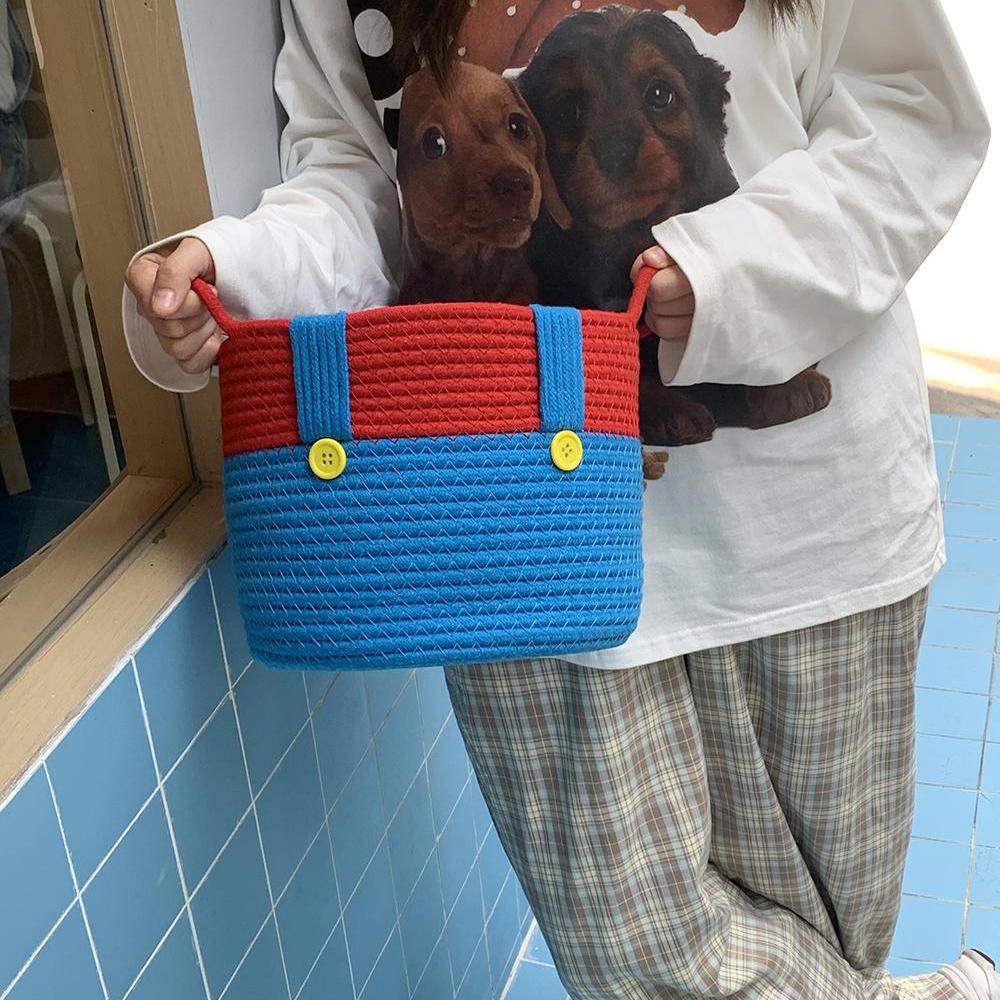 多巴胺卧室装零食收纳筐创意编织大容量置物盒卡通宿舍脏衣篓加厚