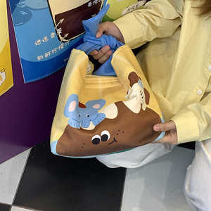 日系出门手拎便当包女多巴胺布艺大号饭盒袋上班族原创通勤手提包