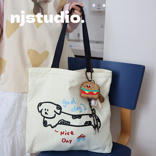 简约通勤装电脑单肩包休闲帆布大容量托特包上班族设计感约会背包