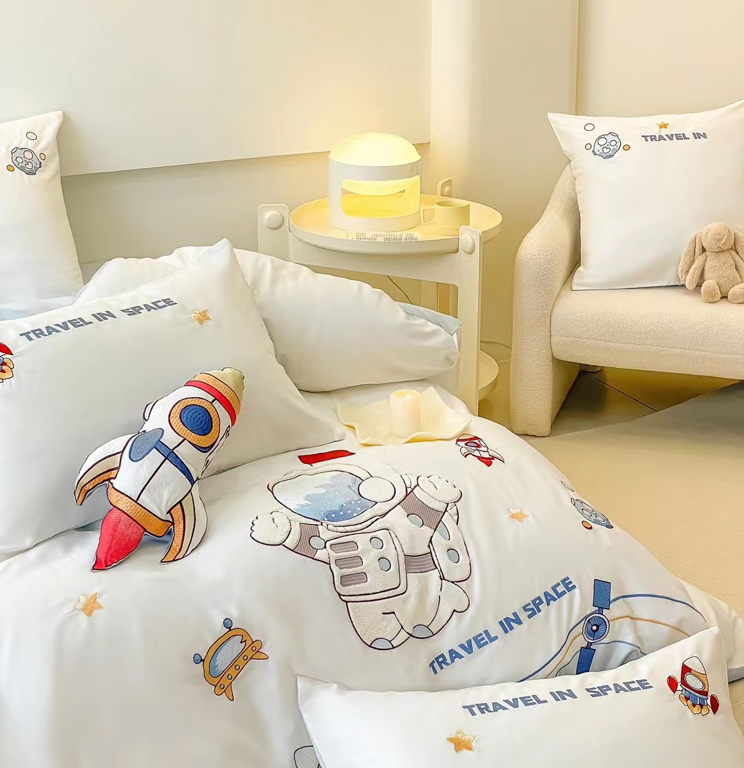 匹马棉绣花款卡通系列床上太空人匹马棉