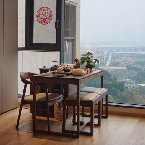 新中式阳台茶桌2026新款高端实木小型家用小阳台茶台胡桃木小茶桌