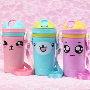 Trẻ em cốc sippy ly thả-proof mẫu giáo sinh viên với dây đai Ấm Đun Nước trẻ em chai nước bé cốc cốc nhựa