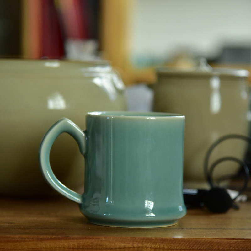 瑕疵陶瓷大号茶杯家用龙泉青瓷商用中式马克杯泡茶杯办公杯个人杯 - 实物图