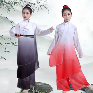 新款古典舞蹈服男女儿童中国风太极舞剑演出服民族风练功服扇子舞