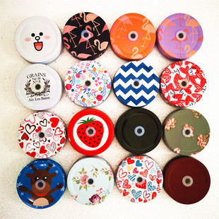 加厚时尚盖子玻璃水杯带孔盖子公鸡杯盖把手杯盖500ml梅森杯盖ins