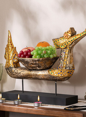 木质龙舟装饰摆件客厅桌面工艺品