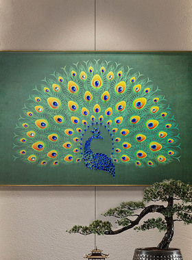 孔雀开屏装饰画入户玄关装饰画
