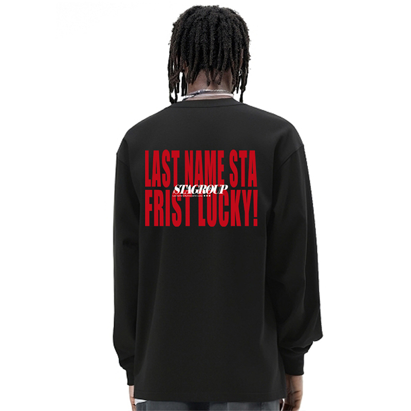 STA潮牌恶搞鄙视长袖T恤男美式宽松重磅春季卫衣情侣纯棉打底衫