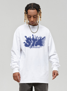 STA国潮冬季S融化星标白色连帽卫衣潮牌重磅宽松情侣外套帽衫男