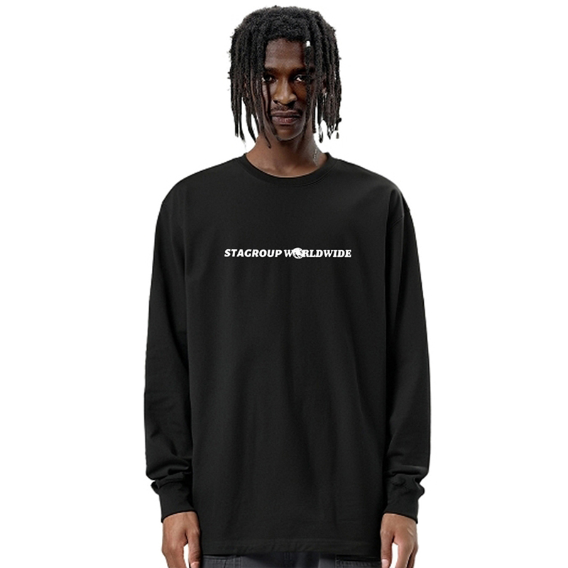 STA国潮牌重磅纯棉长袖t恤男女款春秋季打底衫LOGO印花宽松情侣