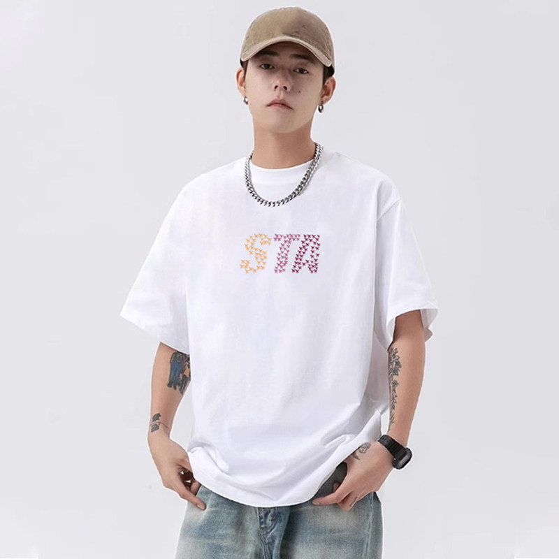 STA美式潮牌夏季字母印花纯棉T恤