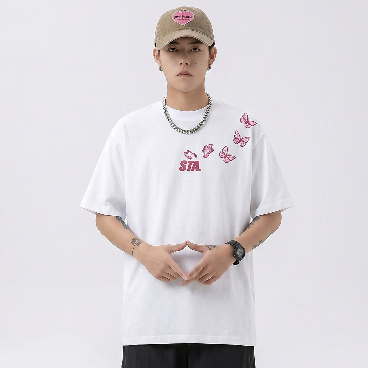 STA美式蝴蝶字母印花短袖T恤