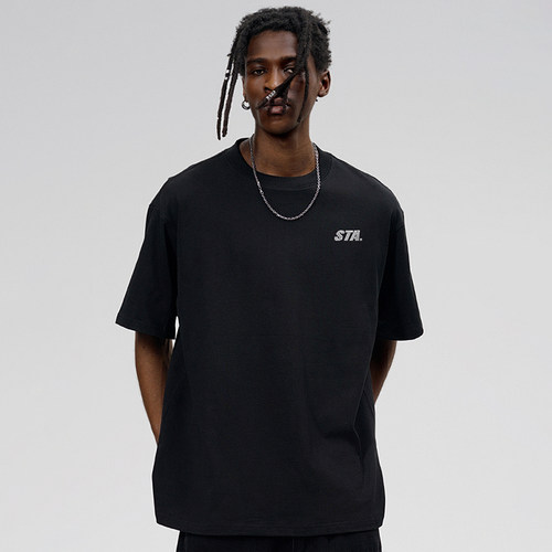 STA星标基础简约纯色烫钻短袖T恤