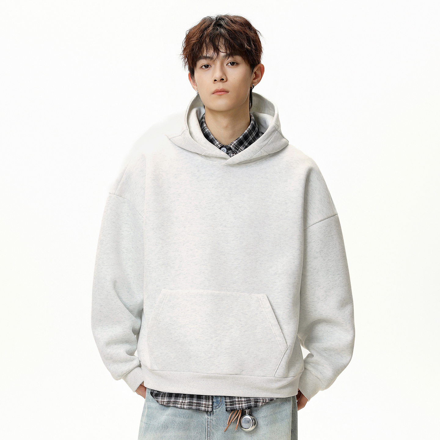 STA美式简约纯色连帽卫衣帽衫