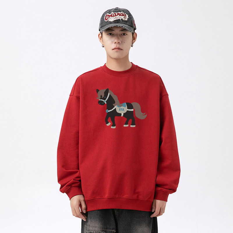 STA本命年红男款加绒圆领卫衣