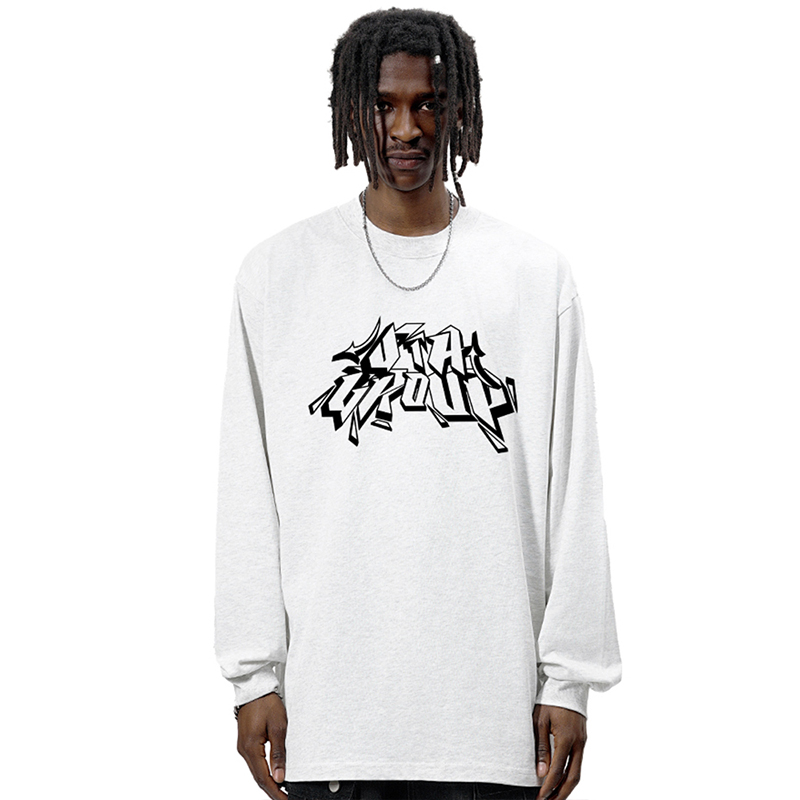 STA立体字母印花潮牌男女长袖t恤春秋百搭休闲情侣圆领打底衫上衣