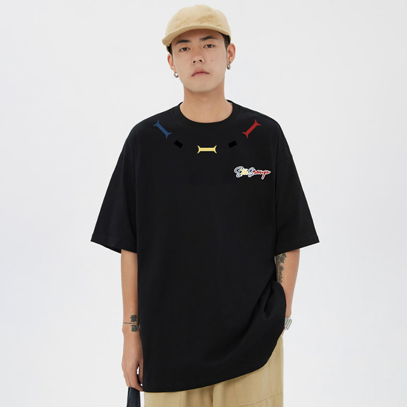 STA美式夏季潮牌彩色字母印花T恤