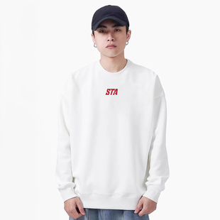 上衣 宽松套头加绒长袖 STA重磅美式 街头潮牌圆领卫衣男女情侣款