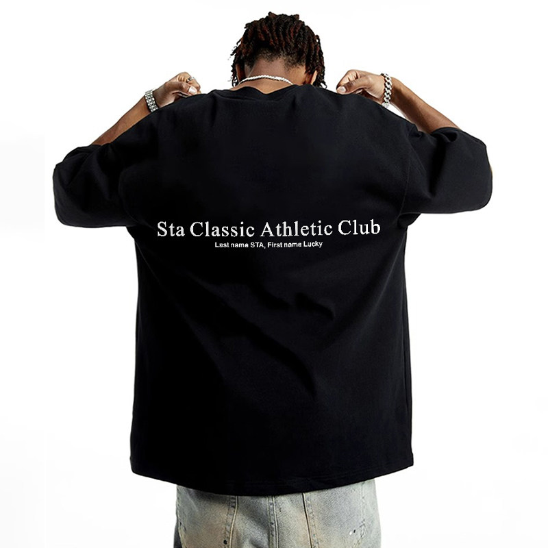 STA美式新款字母印花纯棉宽松T恤