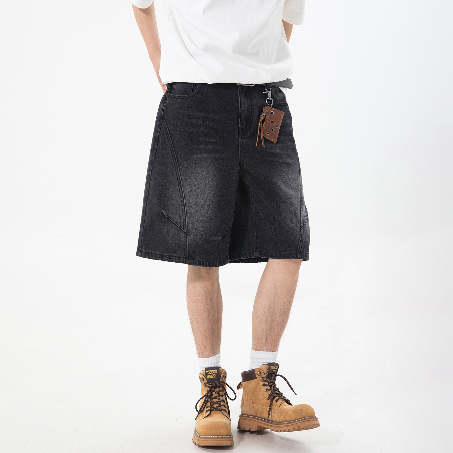 STA春夏新款2026年潮牌牛仔短裤男士复古做旧宽松五分裤子薄款