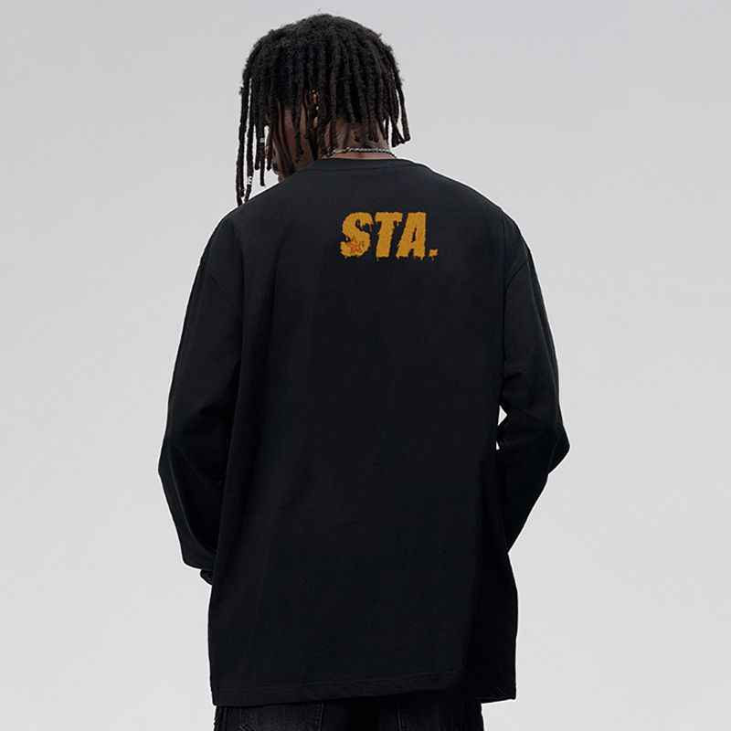 STA简约印花纯棉长袖T恤男女