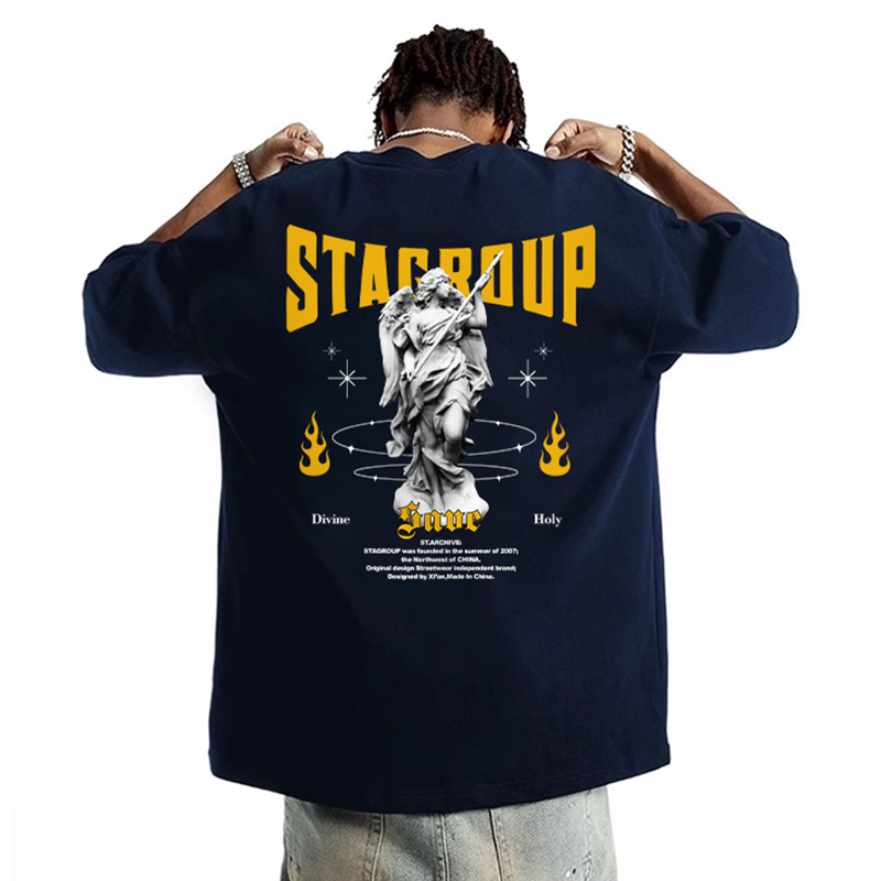 STA美式复古潮牌字母印花短袖T恤