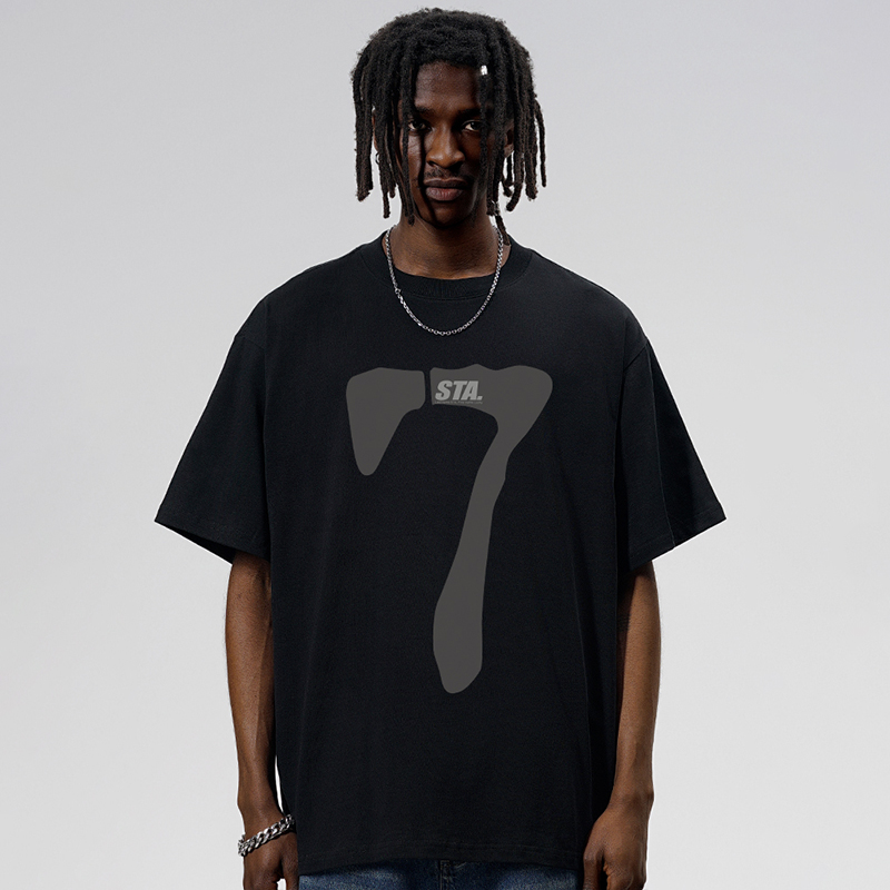 STA简约数字7印花短袖T恤男女