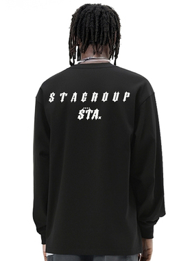 STA简约S字母长袖T恤男美式宽松重磅春秋卫衣情侣纯棉上衣打底衫