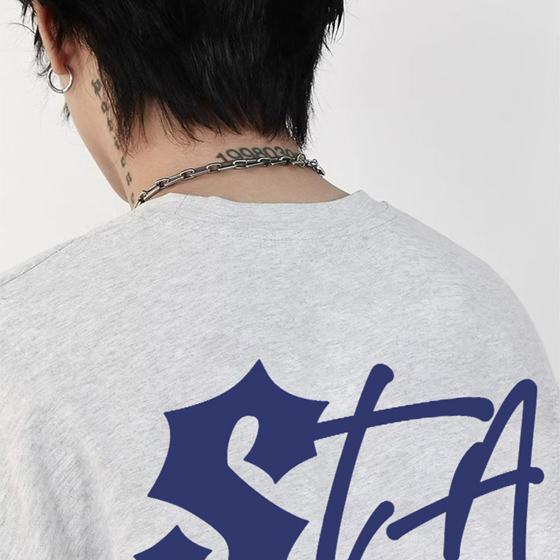 STA新春基础打底衫男女重磅320g纯色纯棉字母宽松打底衫长袖t恤