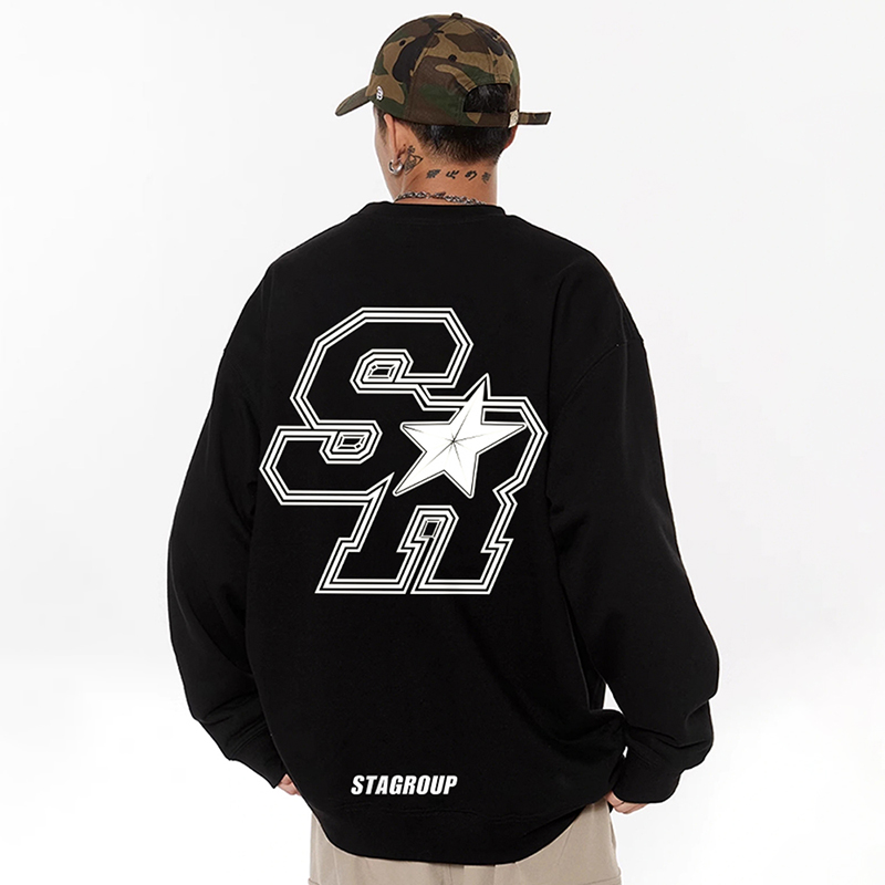 STASR轮廓印花圆领卫衣加绒