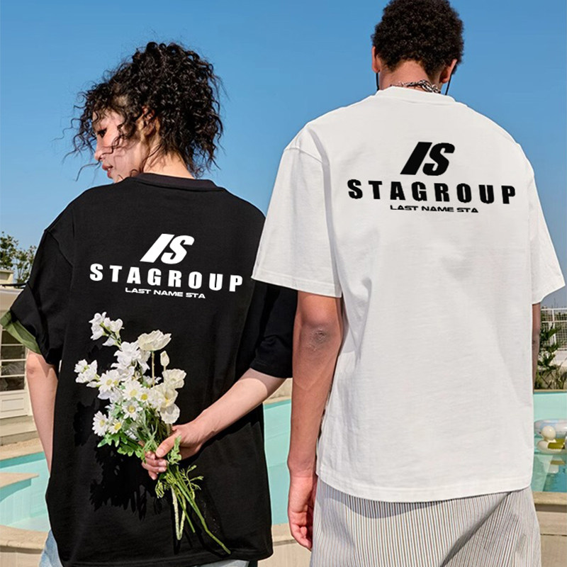 STA美式潮牌字母印花短袖情侣T恤