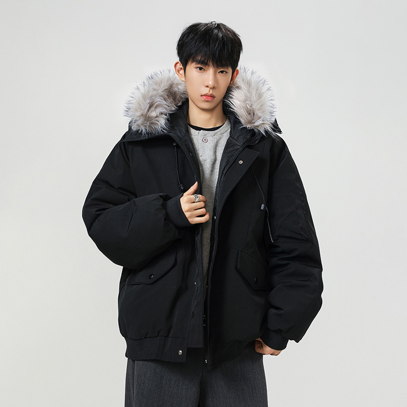 STA冬季绒毛领棉衣男士加厚保暖
