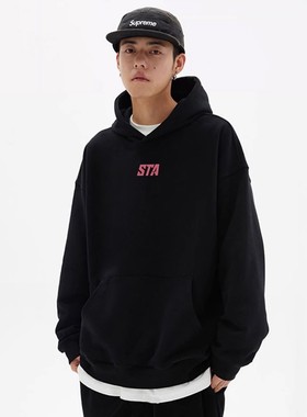STA重磅胸前印花卫衣男女连帽衫潮牌情侣衣服宽松美式多色外套秋