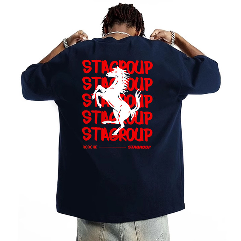 STA美式潮牌字母印花短袖纯棉T恤