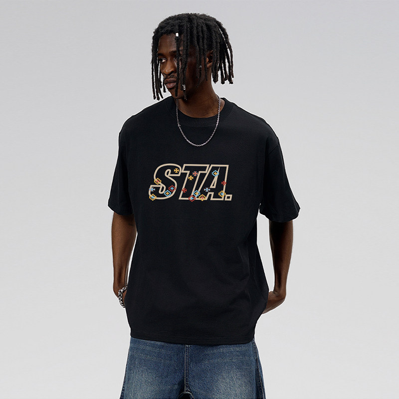 STA美式高街字母印花短袖宽松T恤