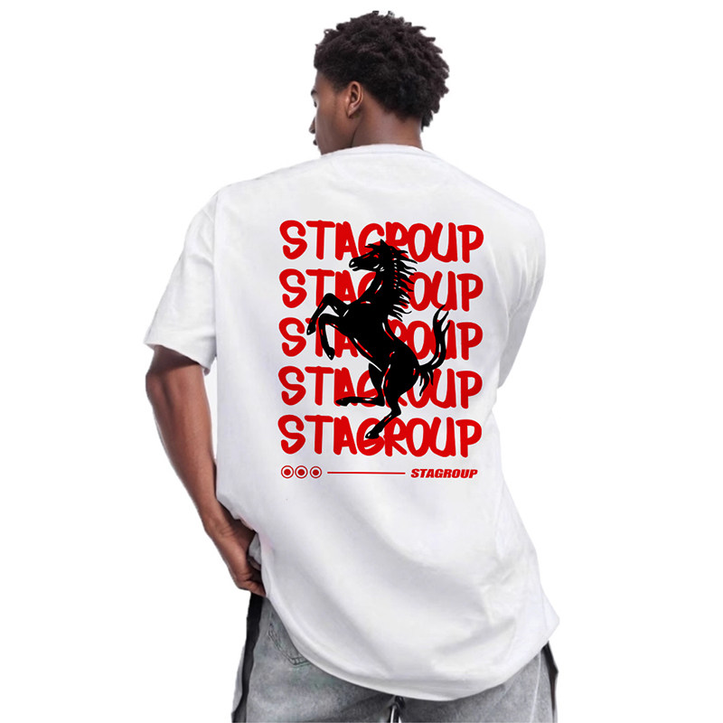 STA美式圆领字母印花宽松纯棉T恤