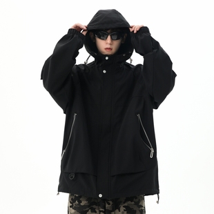 极简上衣 外套2025新款 STA秋季 户外防水连帽夹克男宽松防风工装