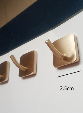 长形挂钩小号迷你可爱黄铜勾金属单钩入户挂钥匙玄关门后墙面粘钩