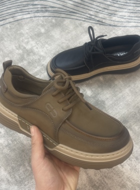 外贸男鞋66030新款时尚厚底男休闲板鞋潮流百搭英伦复古工装皮鞋