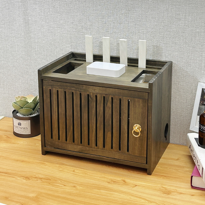 实木多层路由器收纳盒