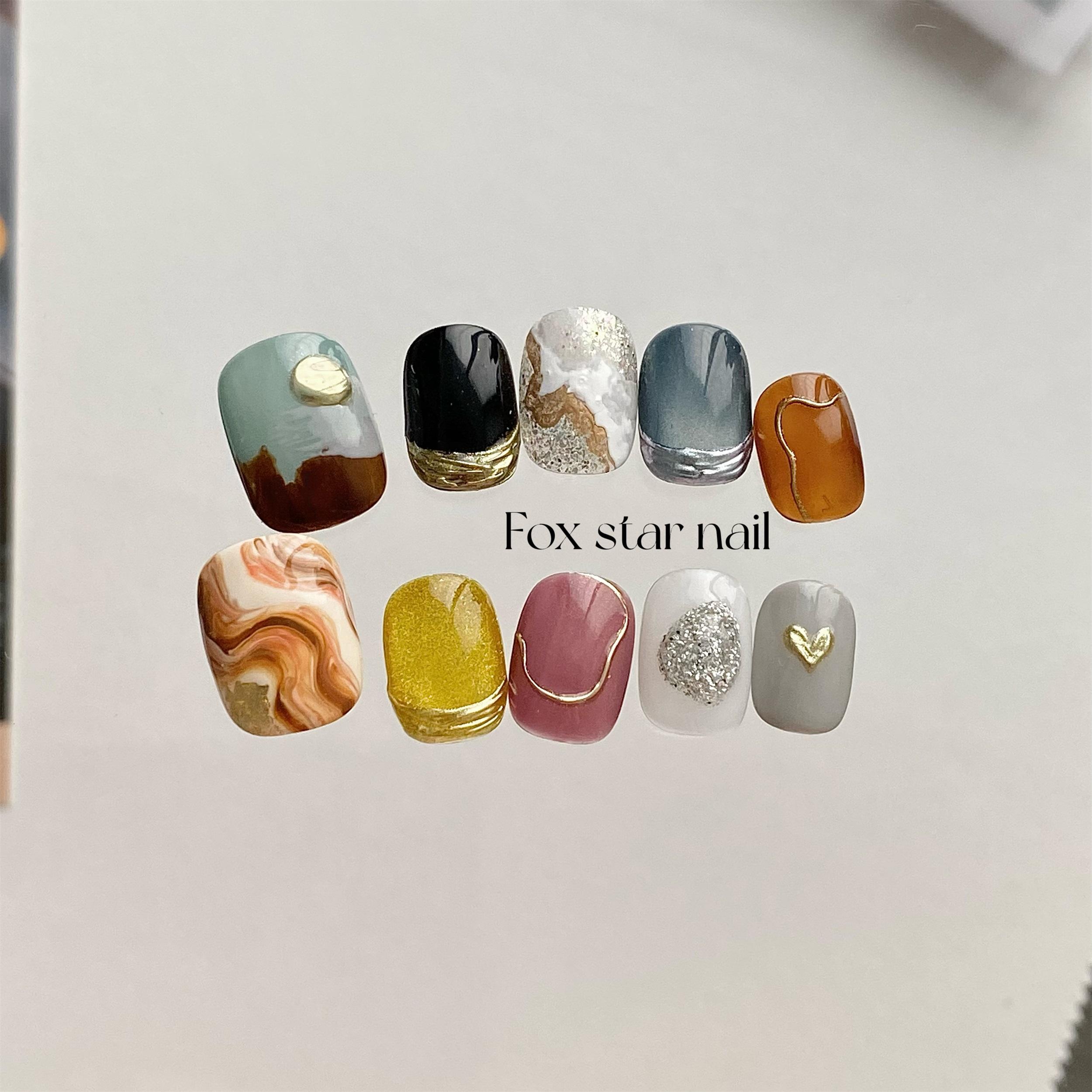 简约猫眼短款彩色秋冬定制穿戴甲