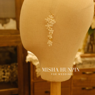 蜜纱婚品新款设计款樱花耳饰婚纱外景耳环手作长款花朵耳针耳环