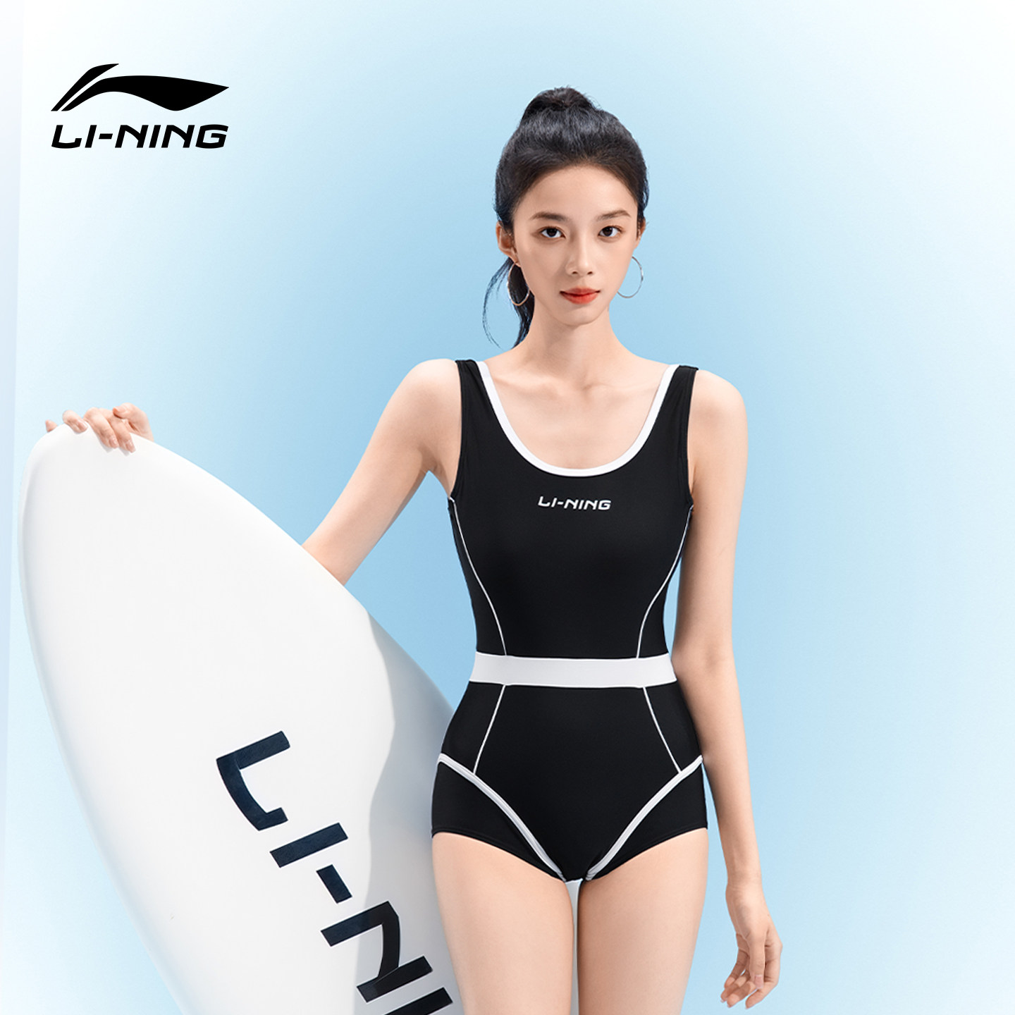 李宁竞速泳衣女2026新款游泳馆专业用低开叉三角运动训练连体泳装