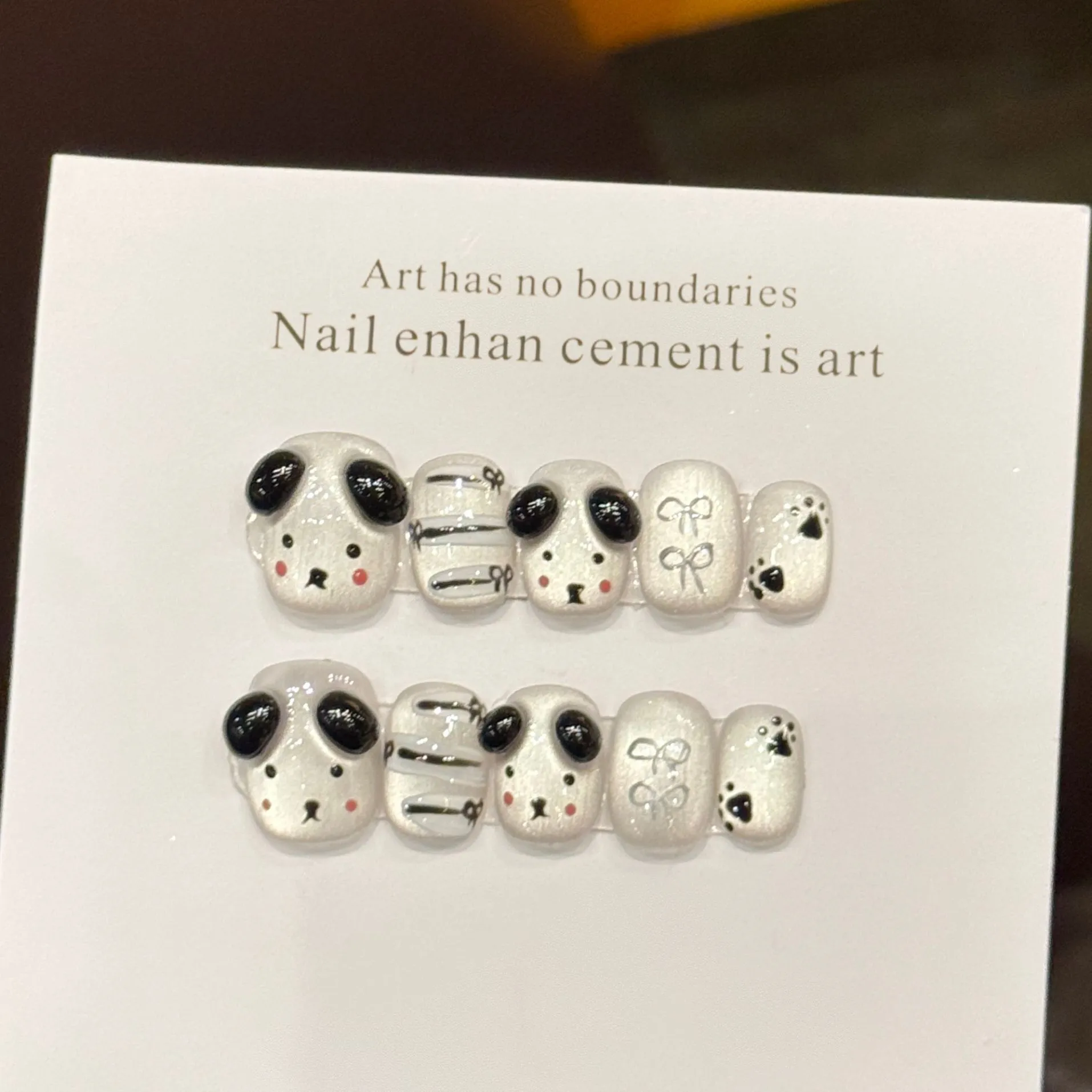 【喵汪总动员】手绘萌宠可爱猫狗蝴蝶结童趣卡通美甲手工穿戴甲