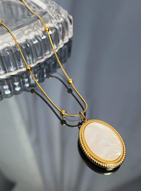 钛钢不掉色女锁骨链贝壳贝母项链